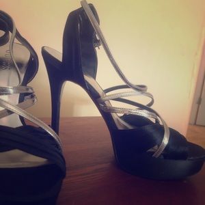 Guess Black and Silver Strappy Heels